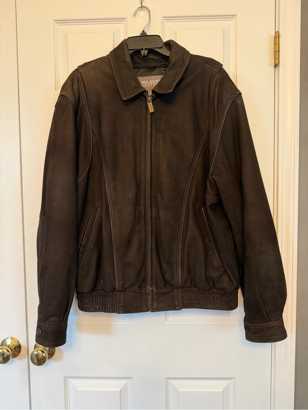 Vintage Wilsons Leather Dark Brown Leather Bomber Jacket. XL